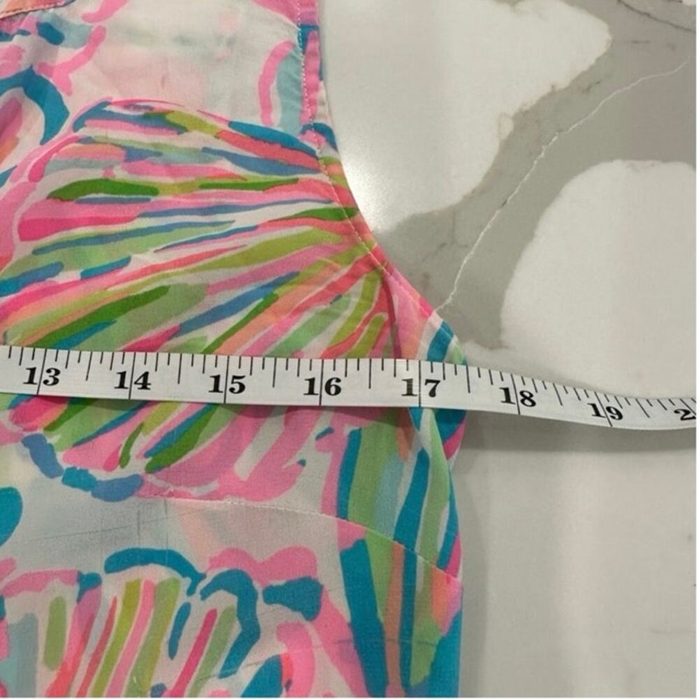 Lilly Pulitzer Pink Green Shellebrate Seashell Essie Top Sleeveless Size XS - Picture 8 of 12